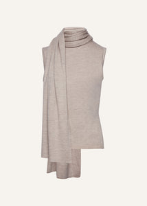 Sleeveless high neck knit top in beige