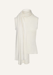 Sleeveless high neck knit top in cream