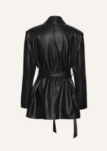 Load image into Gallery viewer, Belted leather jacket in black
