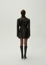 Load image into Gallery viewer, Belted leather jacket in black
