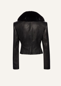 Demi fitted leather jacket in black