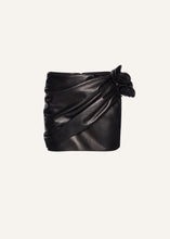 Load image into Gallery viewer, Draped leather mini skirt in black
