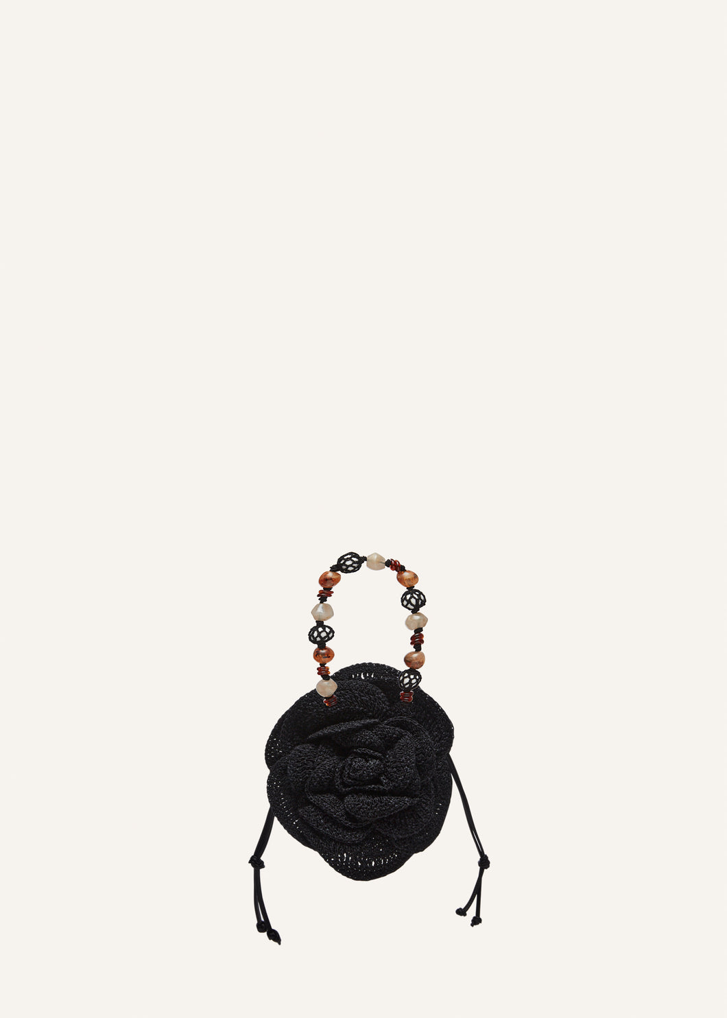 Magda bag beads strap in black crochet