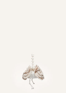 Magda bag pearl strap in cream crochet