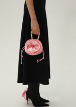 Load image into Gallery viewer, Magda bag pearl strap in pink satin
