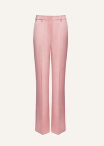 Wide leg silk tailored pants in pink