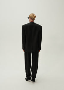 Tapered wool trousers in black