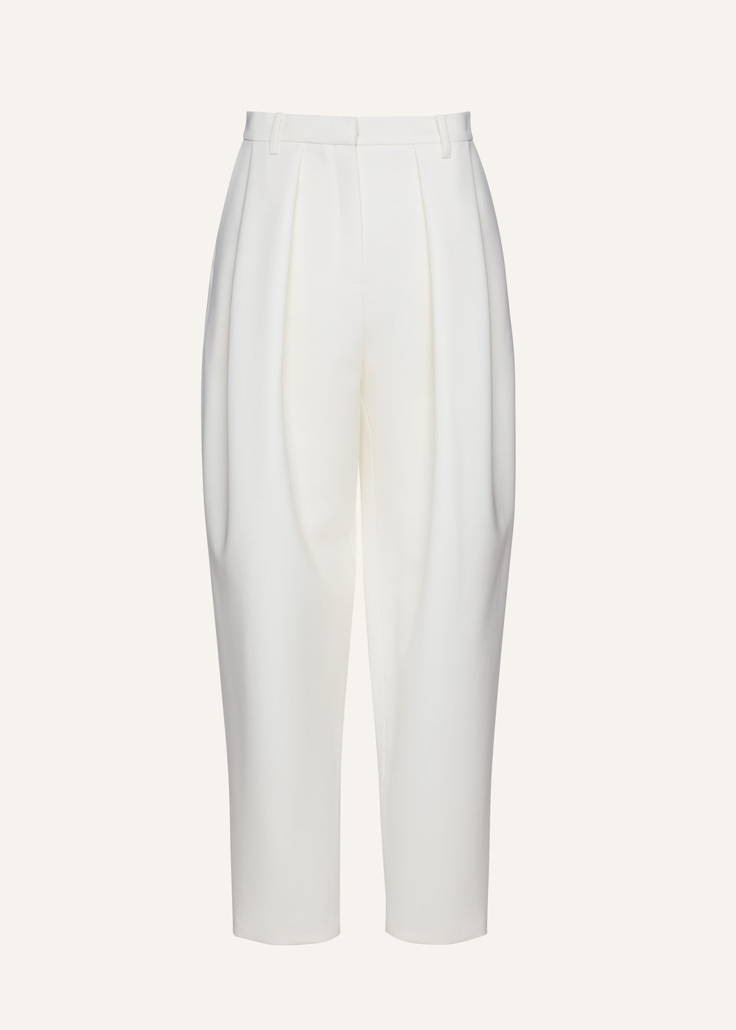 Tapered wool trousers in cream