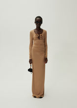 Load image into Gallery viewer, Hip plunge maxi skirt in beige
