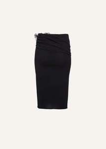 Waist wrap midi skirt in black