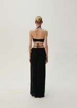 Load image into Gallery viewer, Asymmetrical pearl maxi skirt in black
