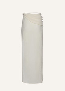 Asymmetrical pearl maxi skirt in cream
