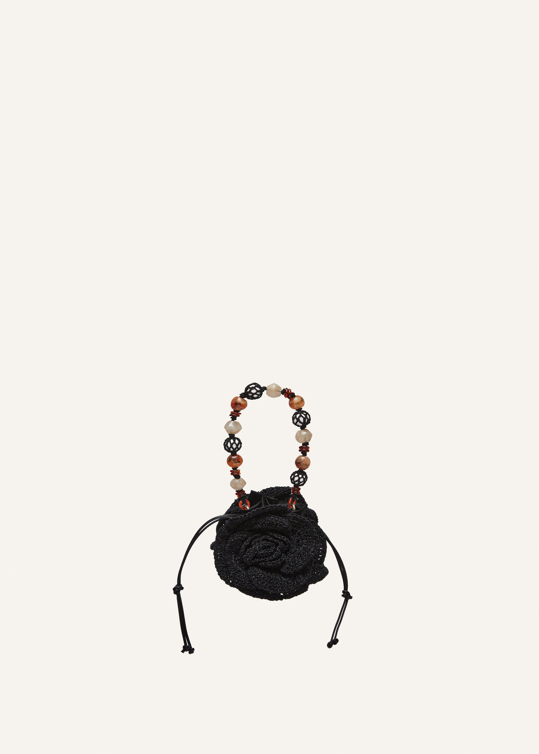 Small Magda bag beads strap in black crochet