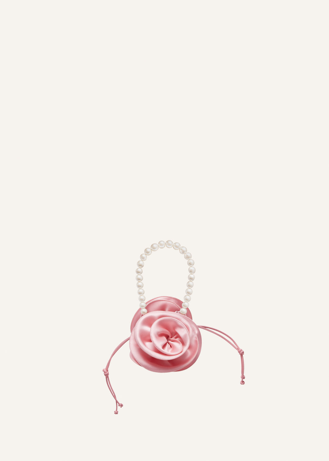 Small Magda bag pearl strap in pink satin