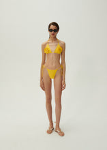 Load image into Gallery viewer, High-waist string tie swim bottom in yellow

