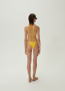 High-waist string tie swim bottom in yellow