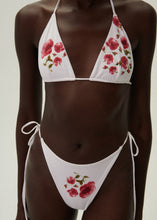 Load image into Gallery viewer, Floral strappy triangle bikini top in cream print
