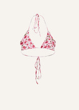 Load image into Gallery viewer, Floral strappy triangle bikini top in pink print
