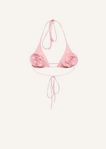 Floral strappy triangle bikini top in pink