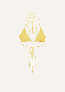 Floral strappy triangle bikini top in yellow