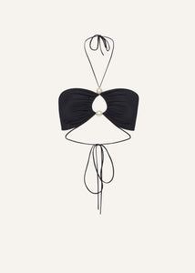 Halterneck pearl bandeau top in black