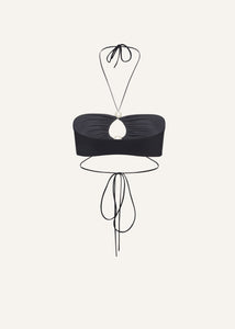 Halterneck pearl bandeau top in black