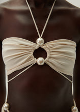 Load image into Gallery viewer, Halterneck pearl bandeau top in cream
