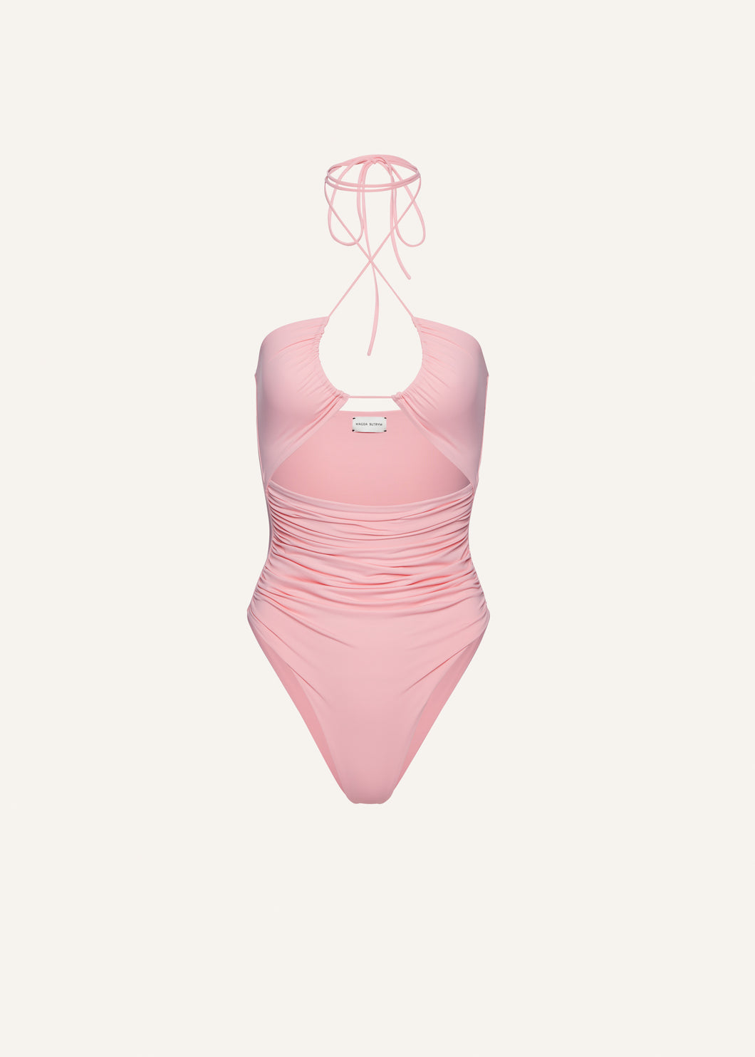 Criss cross halter swimsuit in pink