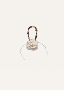 Small Magda bag beads strap in cream crochet