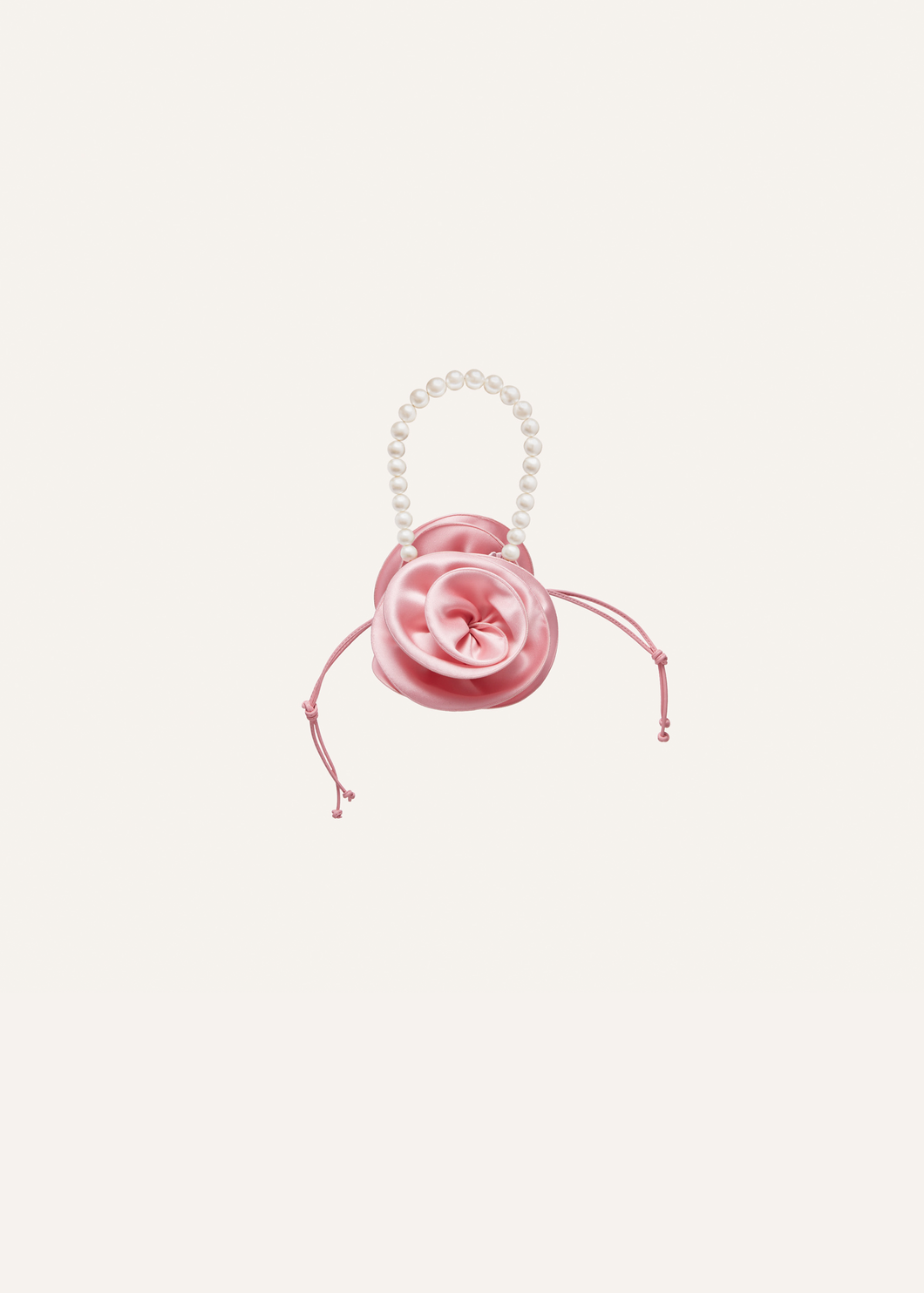 Small Magda bag pearl strap in pink satin