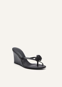 RE24 WEDGE SANDALS LEATHER BLACK
