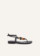 Load image into Gallery viewer, RE24 WRAP AROUND FLAT BEADS SANDALS BLACK
