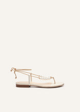 Load image into Gallery viewer, RE24 WRAP AROUND FLAT PEARLS SANDALS CREAM
