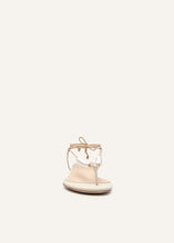 Load image into Gallery viewer, RE24 WRAP AROUND FLAT PEARLS SANDALS CREAM
