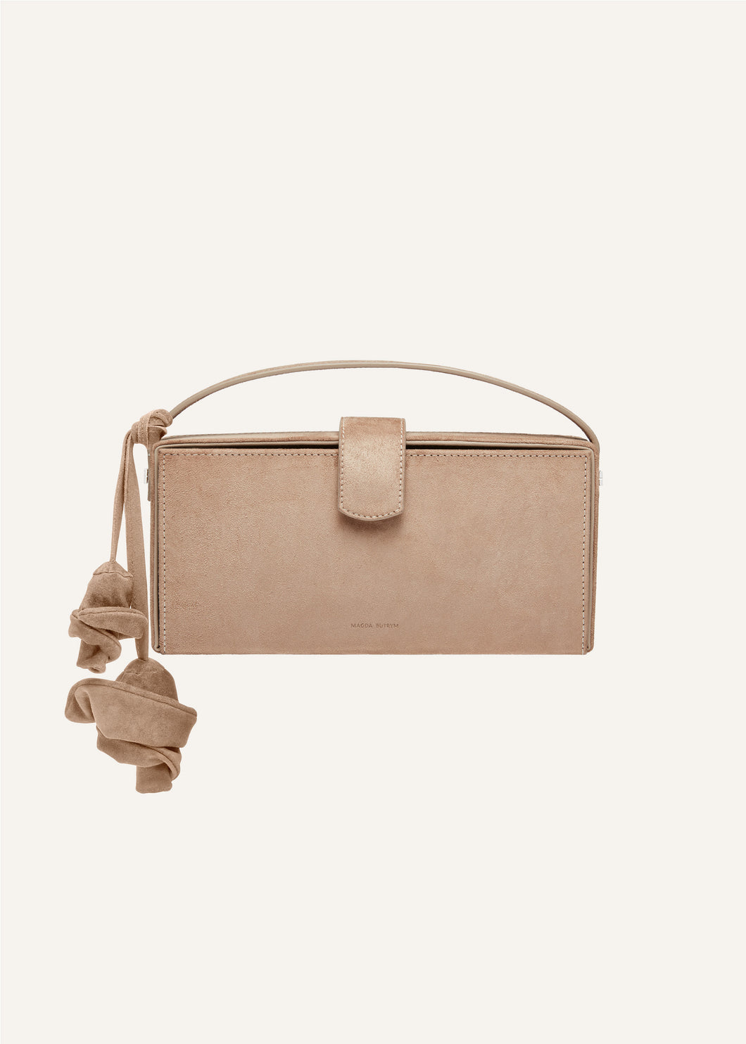 Apolonia bag in beige suede with flower charm