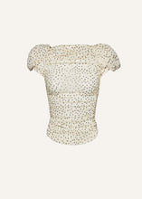 Load image into Gallery viewer, Puff sleeve ruched blouse in cream dots
