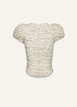 Load image into Gallery viewer, Puff sleeve ruched blouse in cream dots
