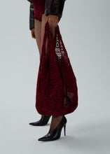 Load image into Gallery viewer, Lace trim crochet shorts in bordeaux
