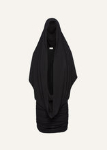 Load image into Gallery viewer, Hooded plunge maxi dress in black
