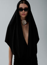 Load image into Gallery viewer, Hooded plunge maxi dress in black
