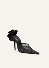 Load image into Gallery viewer, RE25 HEEL MULES CRYSTALS BLACK
