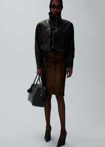RE25 LEATHER 12 SKIRT BROWN PONY