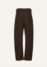 Load image into Gallery viewer, Wide-leg belted cotton trousers in brown
