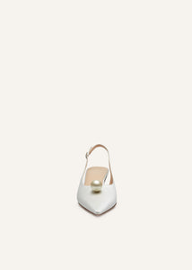 RE25 SLINGBACK KITTEN HEELS CREAM PEARL