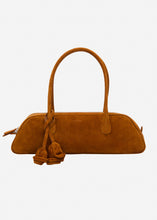 Load image into Gallery viewer, Brigitte trapeze in camel suede with flower charm

