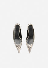 Load image into Gallery viewer, Low slingback pumps in grey snake-effect leather

