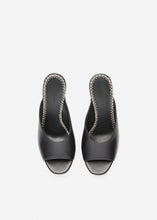 Load image into Gallery viewer, Leather wedge mules in black
