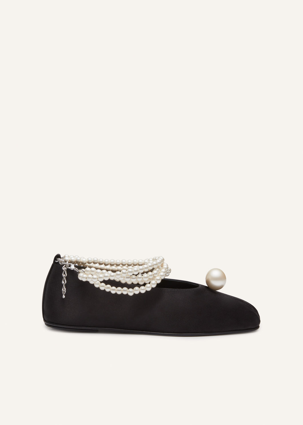 Mother of pearl ballet flats in black satin