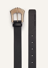 Load image into Gallery viewer, Gold deco belt in black leather
