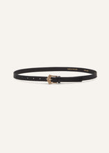 Load image into Gallery viewer, Thin gold deco belt in black leather
